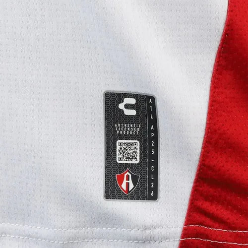 Playera Futból Atlas Visitante 2026, Blanca, Rojinegros