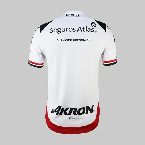 Playera Futból Atlas Visitante 2026, Blanca, Rojinegros