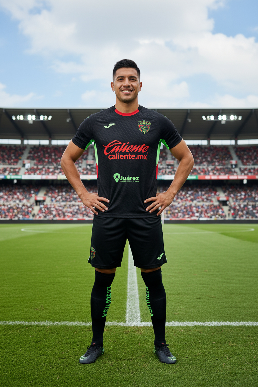 Hombre con jersey negra del FC Juárez