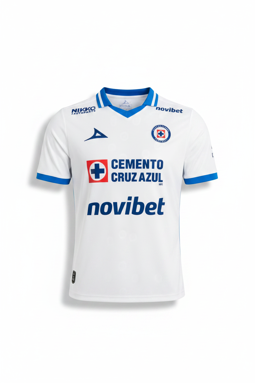 Jersey visitante Cruz Azul fondo blanco
