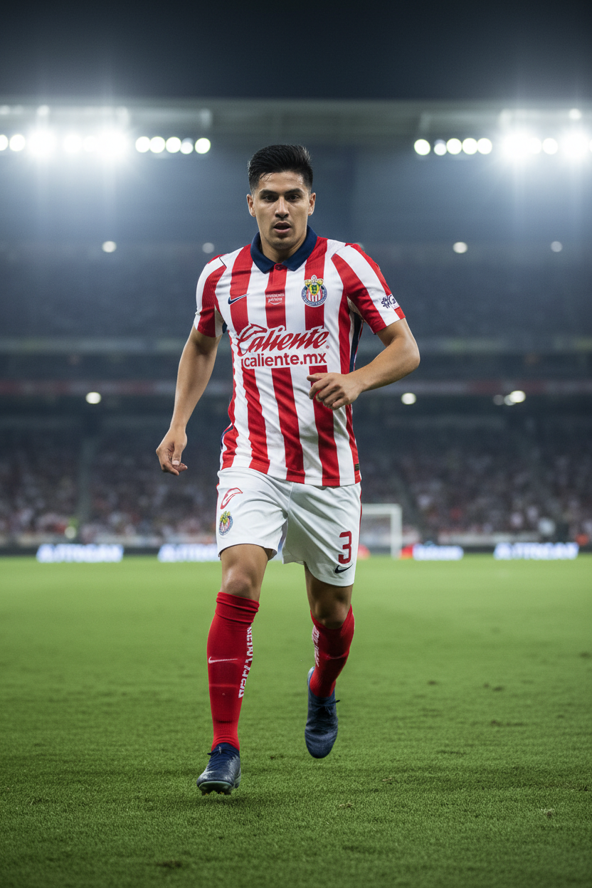Jugador con jersey local de Chivas de Guadalajara