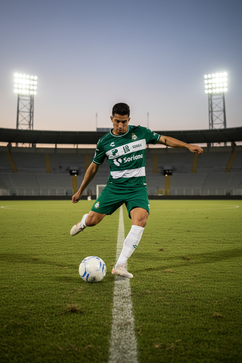 Jugador con jersey local de Santos Laguna
